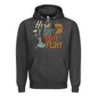 Charcoal Heather here fishy fishy fishy fishing lovers gifts Zipper Hoodie - linhVisuals