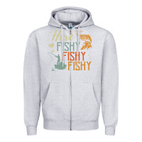 Heather Grey here fishy fishy fishy fishing lovers gifts Zipper Hoodie - linhVisuals