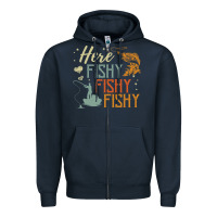 Navy here fishy fishy fishy fishing lovers gifts Zipper Hoodie - linhVisuals