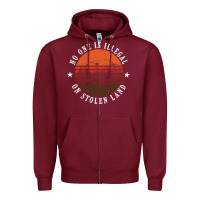 Burgundy no one is illegal on stolen land 4th of july bison Zipper Hoodie - linhVisuals
