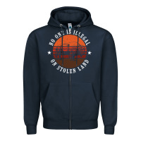 Navy no one is illegal on stolen land 4th of july bison Zipper Hoodie - linhVisuals