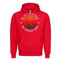 Red no one is illegal on stolen land 4th of july bison Zipper Hoodie - linhVisuals