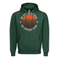 Sports Green no one is illegal on stolen land 4th of july bison Zipper Hoodie - linhVisuals