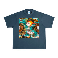 Midnight Navy baseball glove and bat with serape seamless pattern Urban Heavy Tee - BundleAndBundleShop