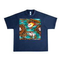 Navy baseball glove and bat with serape seamless pattern Urban Heavy Tee - BundleAndBundleShop