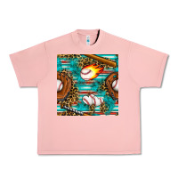 Salmon baseball glove and bat with serape seamless pattern Urban Heavy Tee - BundleAndBundleShop