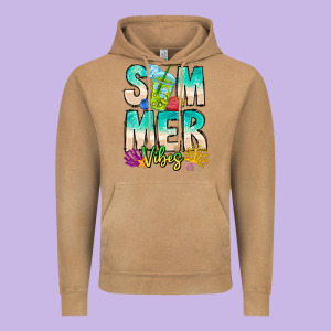 Summer Vibes Vintage Hoodie Designed By Cowhidedigitalart