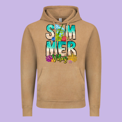Summer Vibes Vintage Hoodie Designed By Cowhidedigitalart