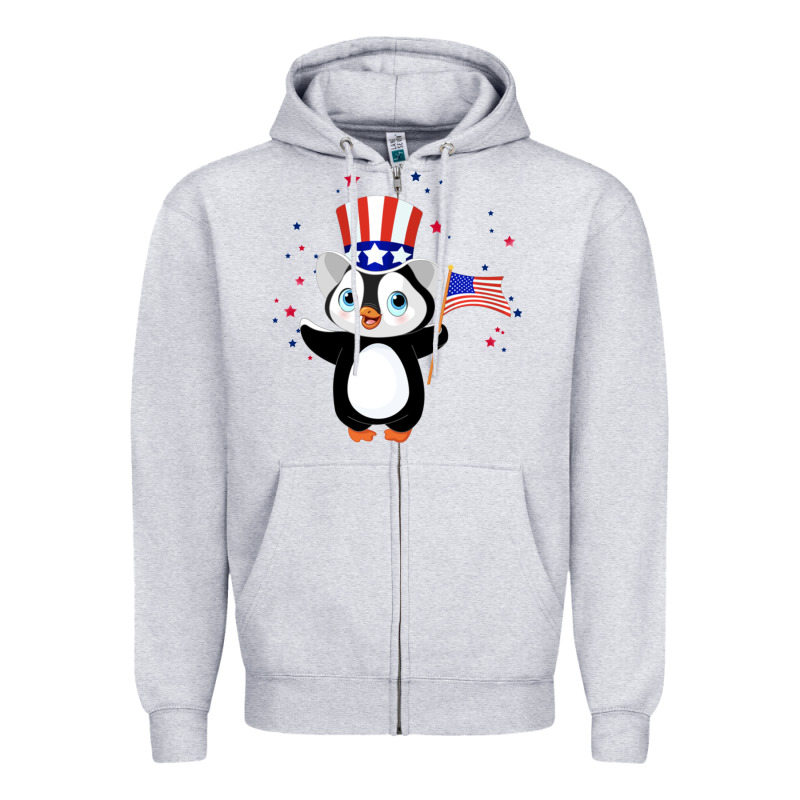 Penguin American 4th Of July Penguin American Flag Zipper Hoodie by linhVisuals | Teevron