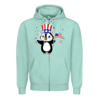 Seafoam penguin american 4th of july penguin american flag Zipper Hoodie - linhVisuals