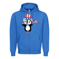 True Royal penguin american 4th of july penguin american flag Zipper Hoodie - linhVisuals