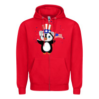 Red penguin american 4th of july penguin american flag Zipper Hoodie - linhVisuals