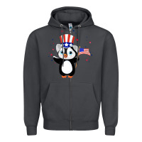 Smoke penguin american 4th of july penguin american flag Zipper Hoodie - linhVisuals