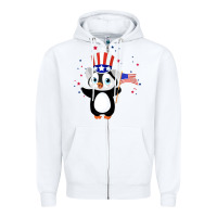 White penguin american 4th of july penguin american flag Zipper Hoodie - linhVisuals