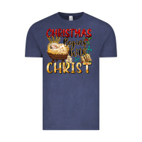 Vintage Denim christmas begins with christ Vintage Tee - FaDigitalArtStudio