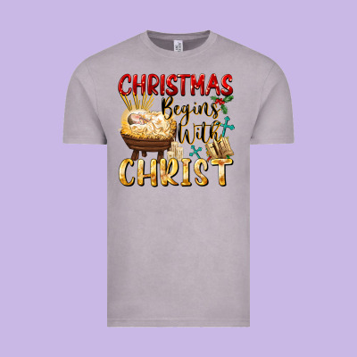 Christmas Begins With Christ Vintage Tee Designed By Fadigitalartstudio