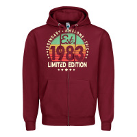 Burgundy est. 1983 vintage 1983 limited edition 39th birthday retro pullover ho Zipper Hoodie - linhVisuals