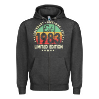 Charcoal Heather est. 1983 vintage 1983 limited edition 39th birthday retro pullover ho Zipper Hoodie - linhVisuals