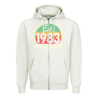 Oatmeal Heather est. 1983 vintage 1983 limited edition 39th birthday retro pullover ho Zipper Hoodie - linhVisuals