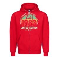 Red est. 1983 vintage 1983 limited edition 39th birthday retro pullover ho Zipper Hoodie - linhVisuals