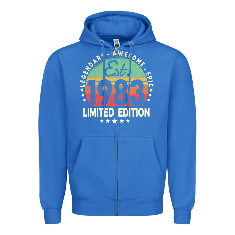Est. 1983 Vintage 1983 Limited Edition 39th Birthday Retro Pullover Ho Zipper Hoodie by linhVisuals | Teevron