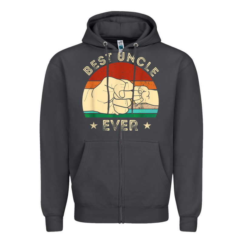Vintage Best Uncle Ever Fist Bump Funny Uncle Fathers Day Zipper Hoodie by linhVisuals | Teevron