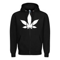 Black weed leaf in a pocket marijuana cannabis Zipper Hoodie - linhVisuals