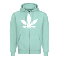 Seafoam weed leaf in a pocket marijuana cannabis Zipper Hoodie - linhVisuals