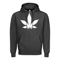 Charcoal Heather weed leaf in a pocket marijuana cannabis Zipper Hoodie - linhVisuals