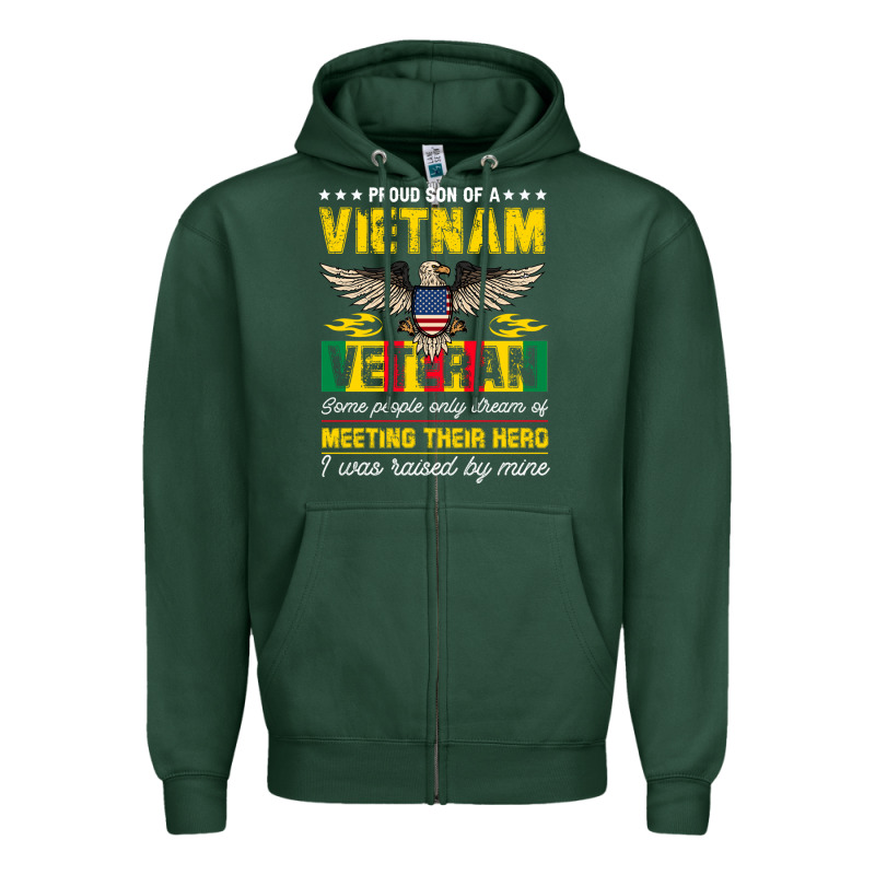 Proud Vietnam Veteran Son Gifts Raised By My Hero Veteran Day Zipper Hoodie by linhVisuals | Teevron