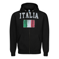 Black vintage italia italian flag italy italiano Zipper Hoodie - linhVisuals