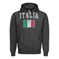 Charcoal Heather vintage italia italian flag italy italiano Zipper Hoodie - linhVisuals