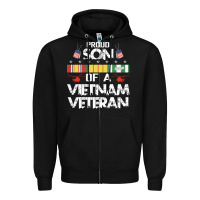 Black proud son of a vietnam veteran father's day Zipper Hoodie - linhVisuals
