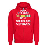 Red proud son of a vietnam veteran father's day Zipper Hoodie - linhVisuals