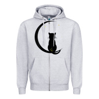 Heather Grey womens double moon cat Zipper Hoodie - linhVisuals