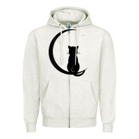 Oatmeal Heather womens double moon cat Zipper Hoodie - linhVisuals