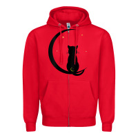 Red womens double moon cat Zipper Hoodie - linhVisuals