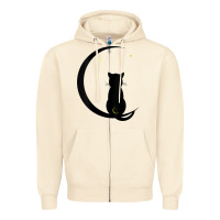 Sandshell womens double moon cat Zipper Hoodie - linhVisuals