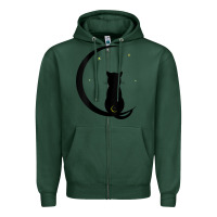 Sports Green womens double moon cat Zipper Hoodie - linhVisuals