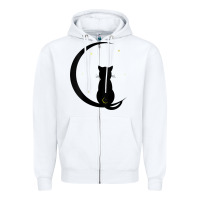 White womens double moon cat Zipper Hoodie - linhVisuals
