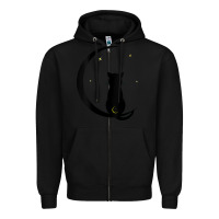 Black womens double moon cat Zipper Hoodie - linhVisuals