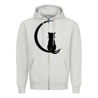 Dove Grey womens double moon cat Zipper Hoodie - linhVisuals