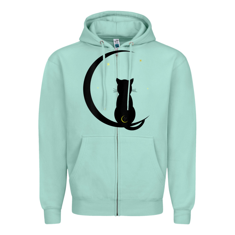 Womens Double Moon Cat Zipper Hoodie by linhVisuals | Teevron