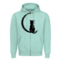 Seafoam womens double moon cat Zipper Hoodie - linhVisuals