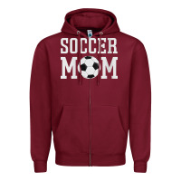 Burgundy womens soccer mama soccer mom Zipper Hoodie - linhVisuals