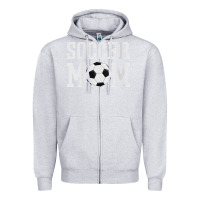 Heather Grey womens soccer mama soccer mom Zipper Hoodie - linhVisuals