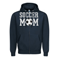 Navy womens soccer mama soccer mom Zipper Hoodie - linhVisuals