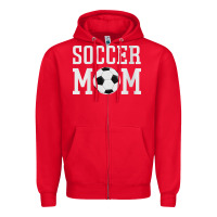 Red womens soccer mama soccer mom Zipper Hoodie - linhVisuals