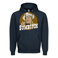 Navy sumbitch distressed Zipper Hoodie - linhVisuals