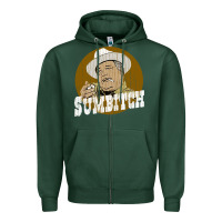 Sports Green sumbitch distressed Zipper Hoodie - linhVisuals